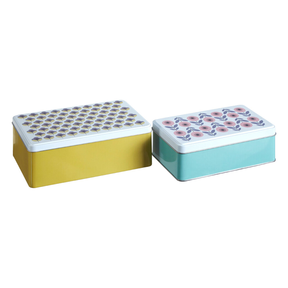 Premier Housewares Joni Storage Rectangular Tins White/Blue/Yellow