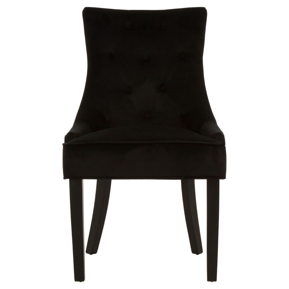 Premier Housewares Black Velvet Chair, Enchanting Sleep Chair, Easy To Assemble Borg Chair, Comfy Dining Chair