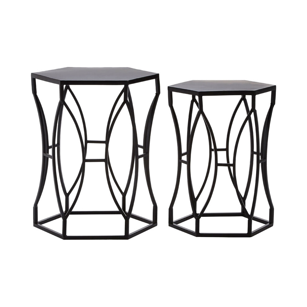 Premier Housewares Avantis Concave Black Tables