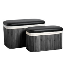 Premier Housewares Ottoman Black Bamboo Storage Seats
