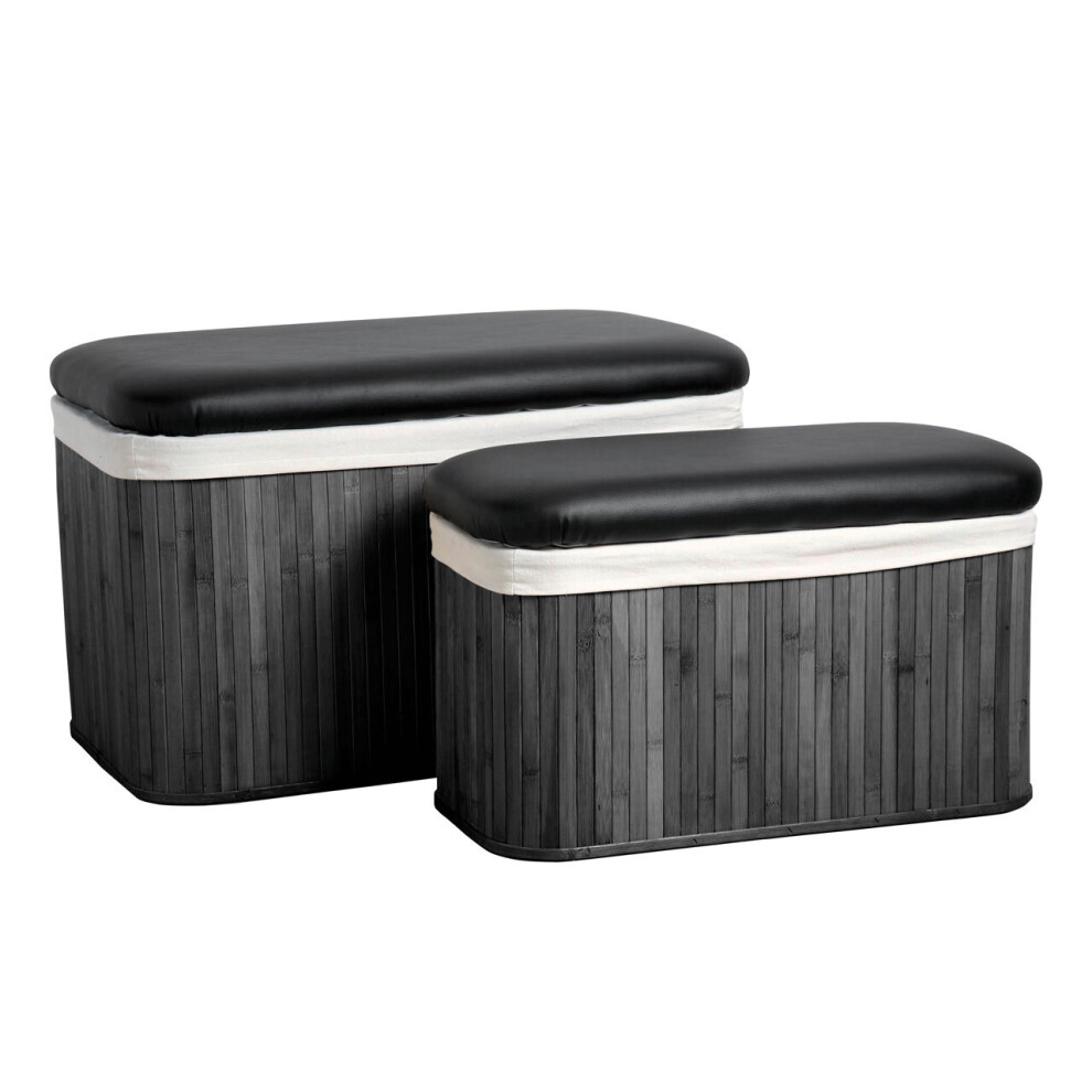 Premier Housewares Ottoman Black Bamboo Storage Seats