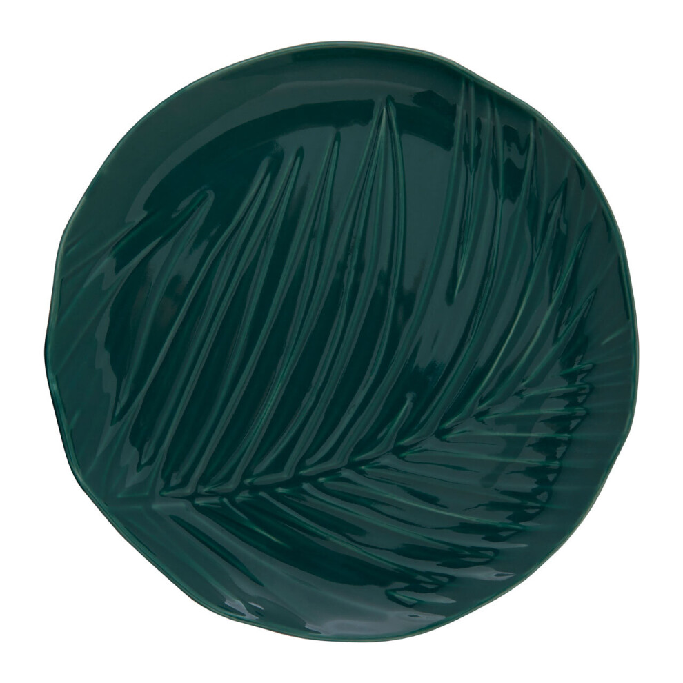 Textured Side Plate,Dark Green Porcelain Dish,Embossed Ceramic Plate,Decorative Dinner Plate For Meals