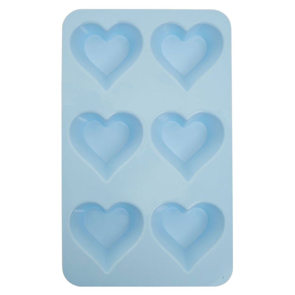 Silicone Blue Heart Shape Cake Mould, Nonstick Silicone Muffin Tray, Symmetrical Portions