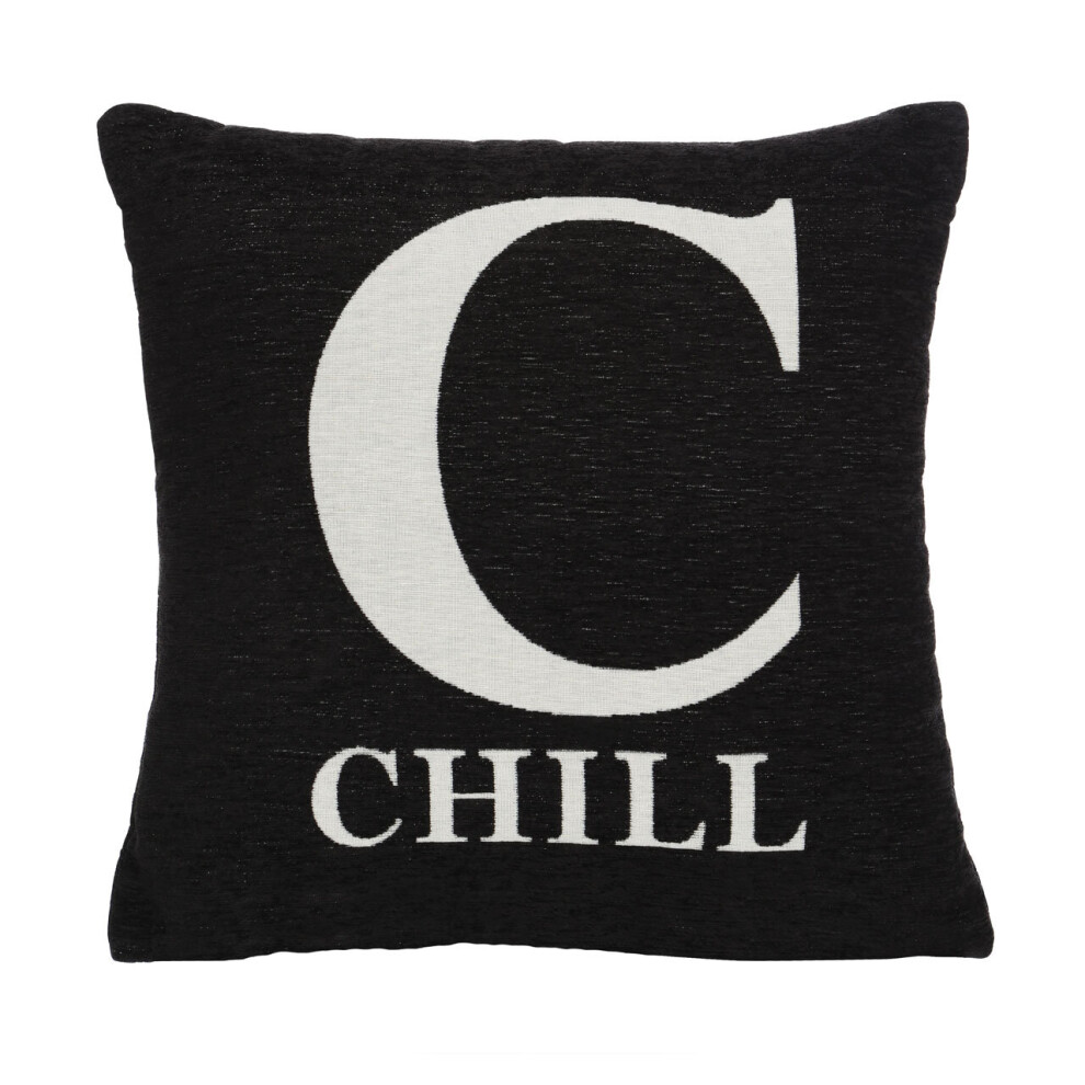 Premier Housewares Words 'Chill' Cushion Black