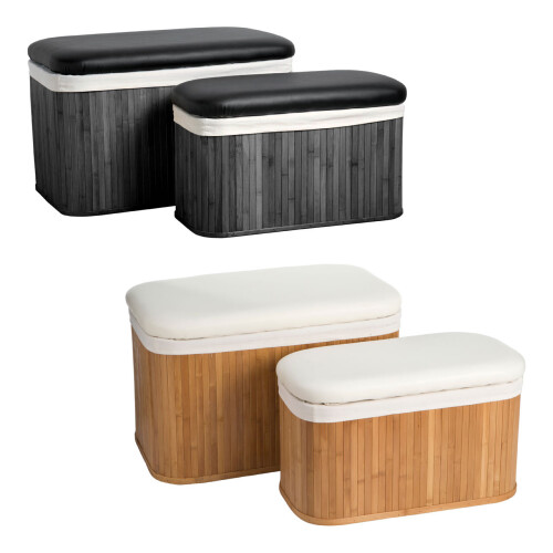 Premier Housewares Premier Housewares Ottoman Black Bamboo Storage Seats 1