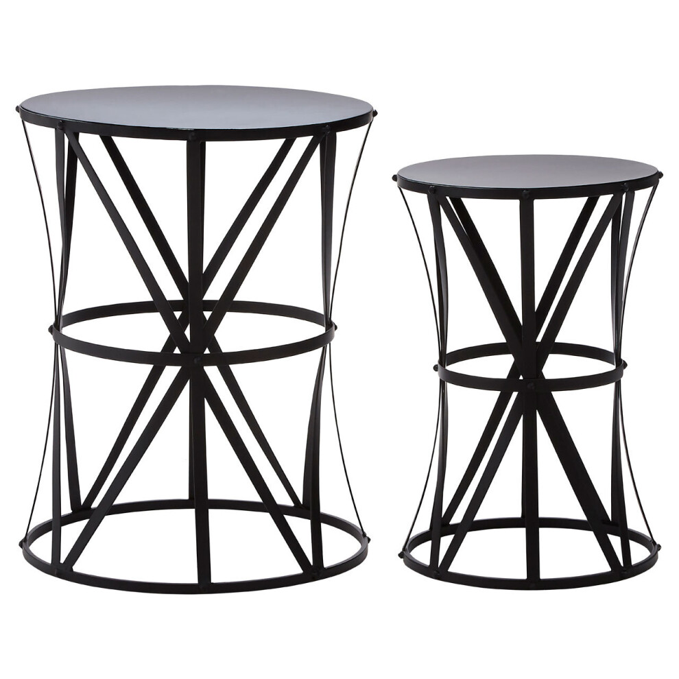 Premier Housewares Avantis Cross Design Black Tables