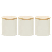 Durable Set Of Three Cream Cannisters, Stylish Design Kitchen Canisters, Secured Storage Canister Set