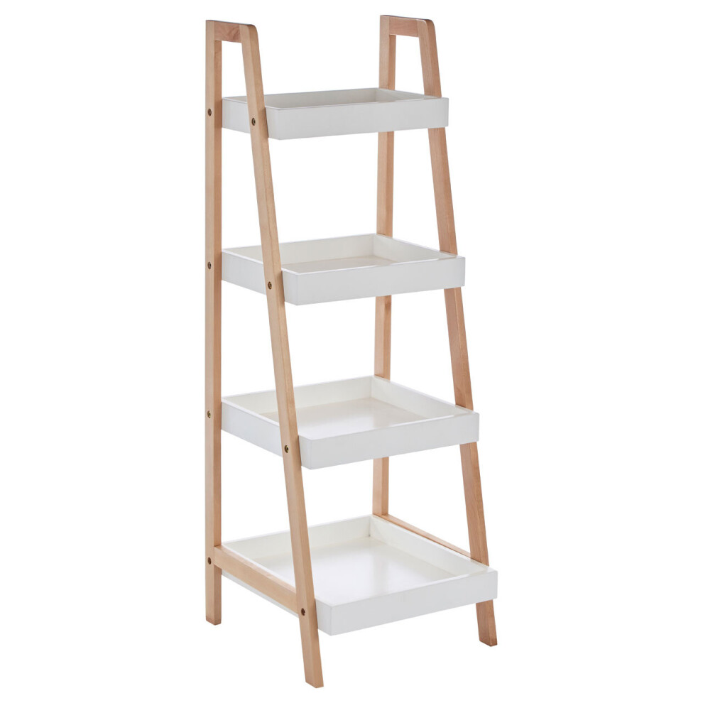 ARLA Four Tier Birch Wood Bathroom Shelf Unit