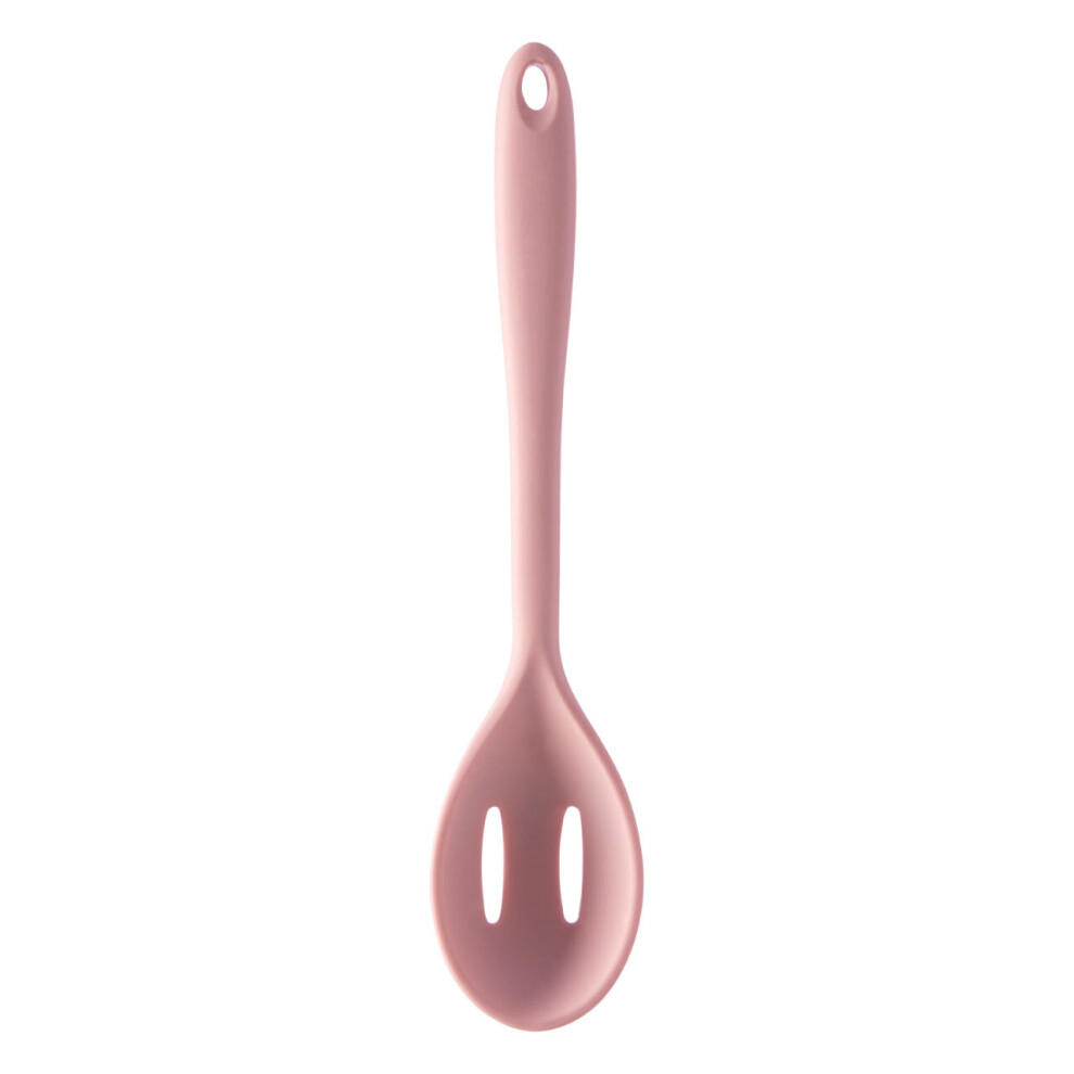 Premier Housewares Silicone Slotted Spoon,Odour-Resistant Spoon With Slotted Paddle,Non-Stick Cookware Spoon Light/Pink