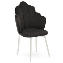 Black Velvet Dining Chair, Durable & Adjustable Velvet Office Chair, Backrest Accent Chair with Chrome Legs
