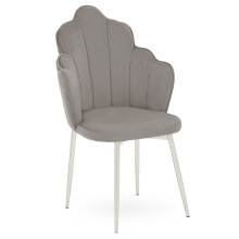 Grey Velvet Dining Chair, Durable & Adjustable Velvet Office Chair, Backrest Grey Accent Chair with Chrome Legs