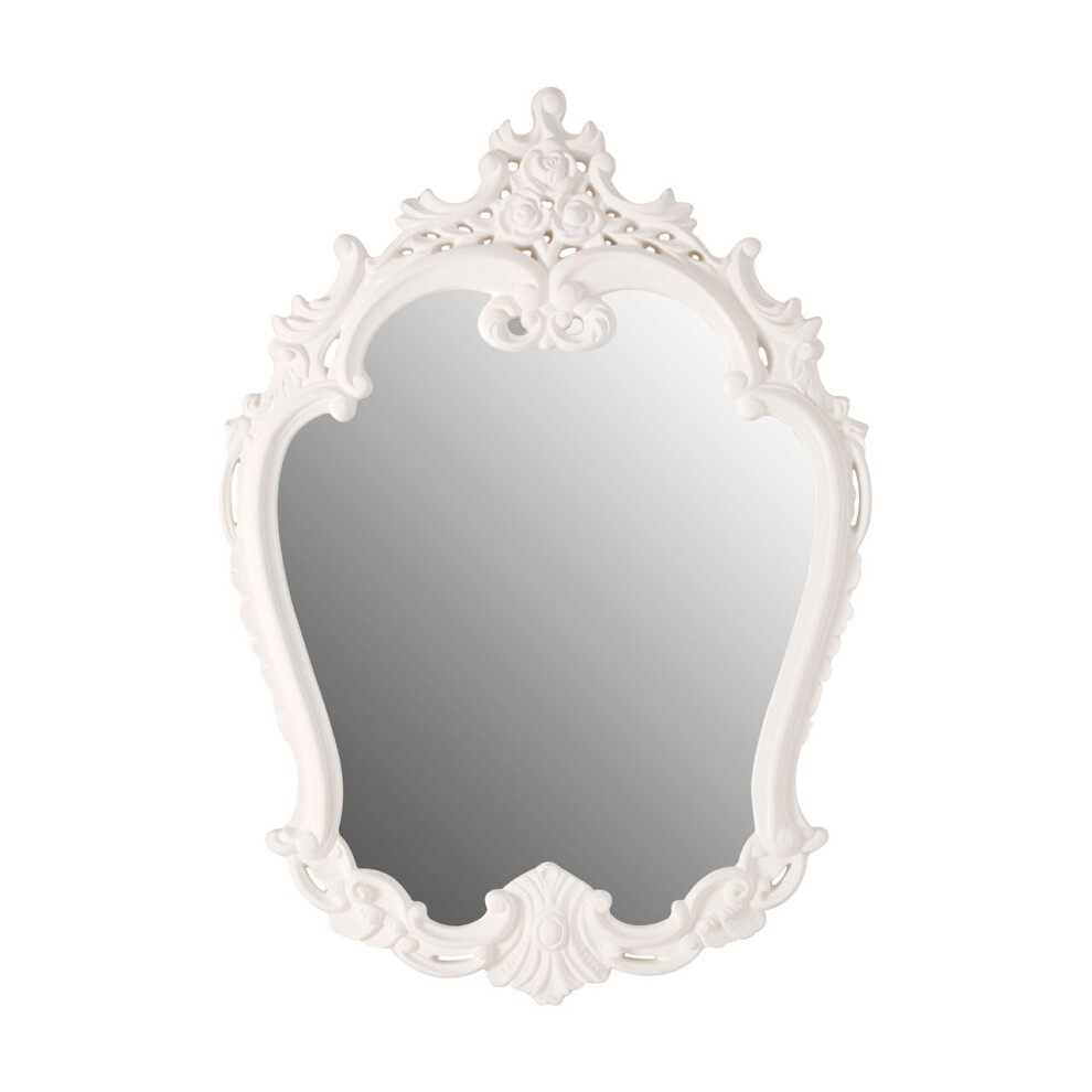 Premier Housewares Antique White Rose Crest Wall Mirror