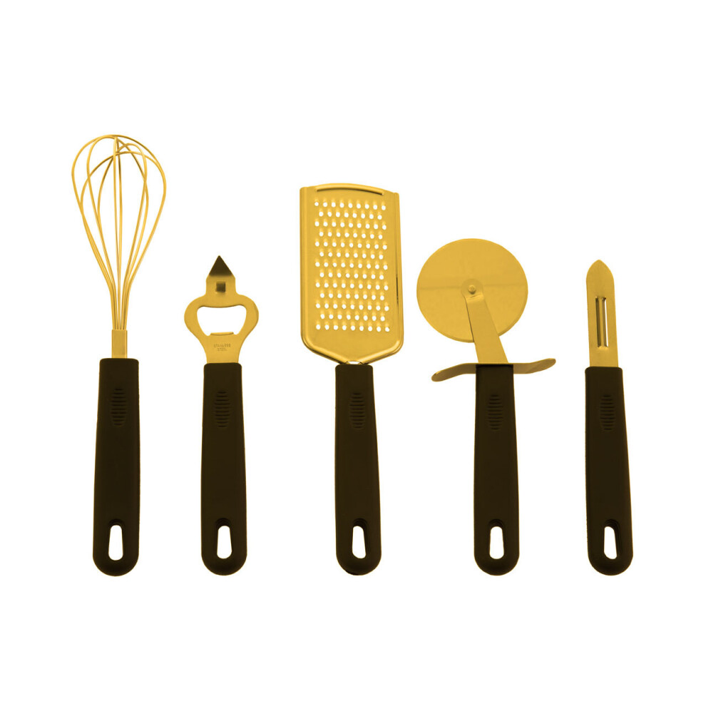 Premier Housewares Five Piece Light Gold Kitchen Gadget Set