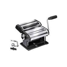 Durable Black And Chrome Pasta Maker, Versatile Machine For Pasta, Spaghetti, Comfortable Kitchen Accessory
