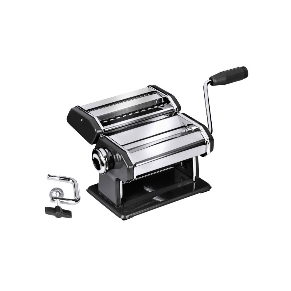 Premier Housewares Durable And Chrome Pasta Maker, Versatile Machine For Pasta, Spaghetti, Comfortable Kitchen Accessory Black