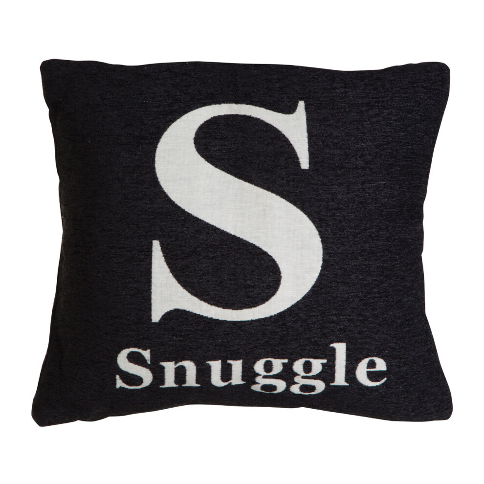 Premier Housewares Words 'Snuggle' Cushion Black