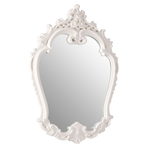 Premier Housewares Premier Housewares Antique White Rose Crest Wall Mirror 1