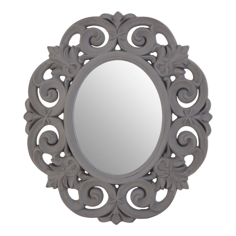 Premier Housewares Antique Scroll Design Wall Mirror Grey