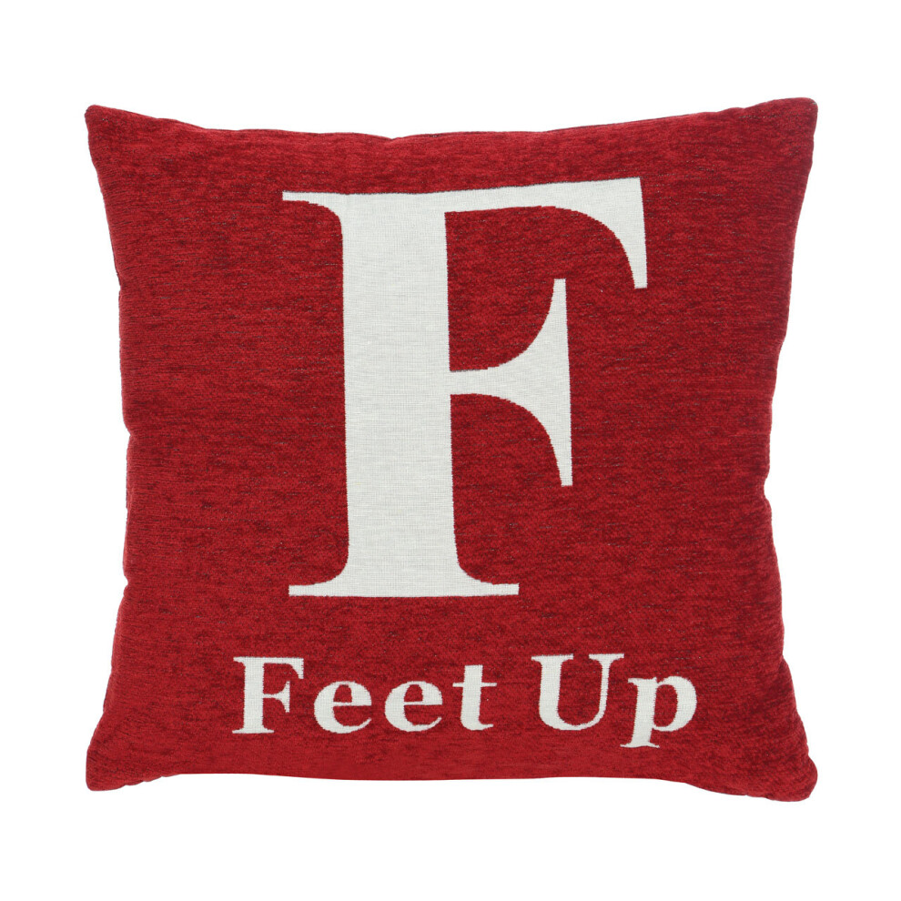 Premier Housewares Words 'Feet Up' Cushion Red