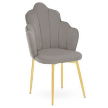 Grey Velvet Dining Chair, Durable & Adjustable Velvet Office Chair, Backrest Grey Accent Chair with Gold Legs