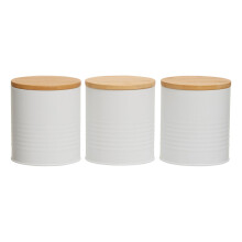 Durable Set Of Three White Cannisters, Stylish Design Kitchen Cannisters, Secured Storage Cannister Set