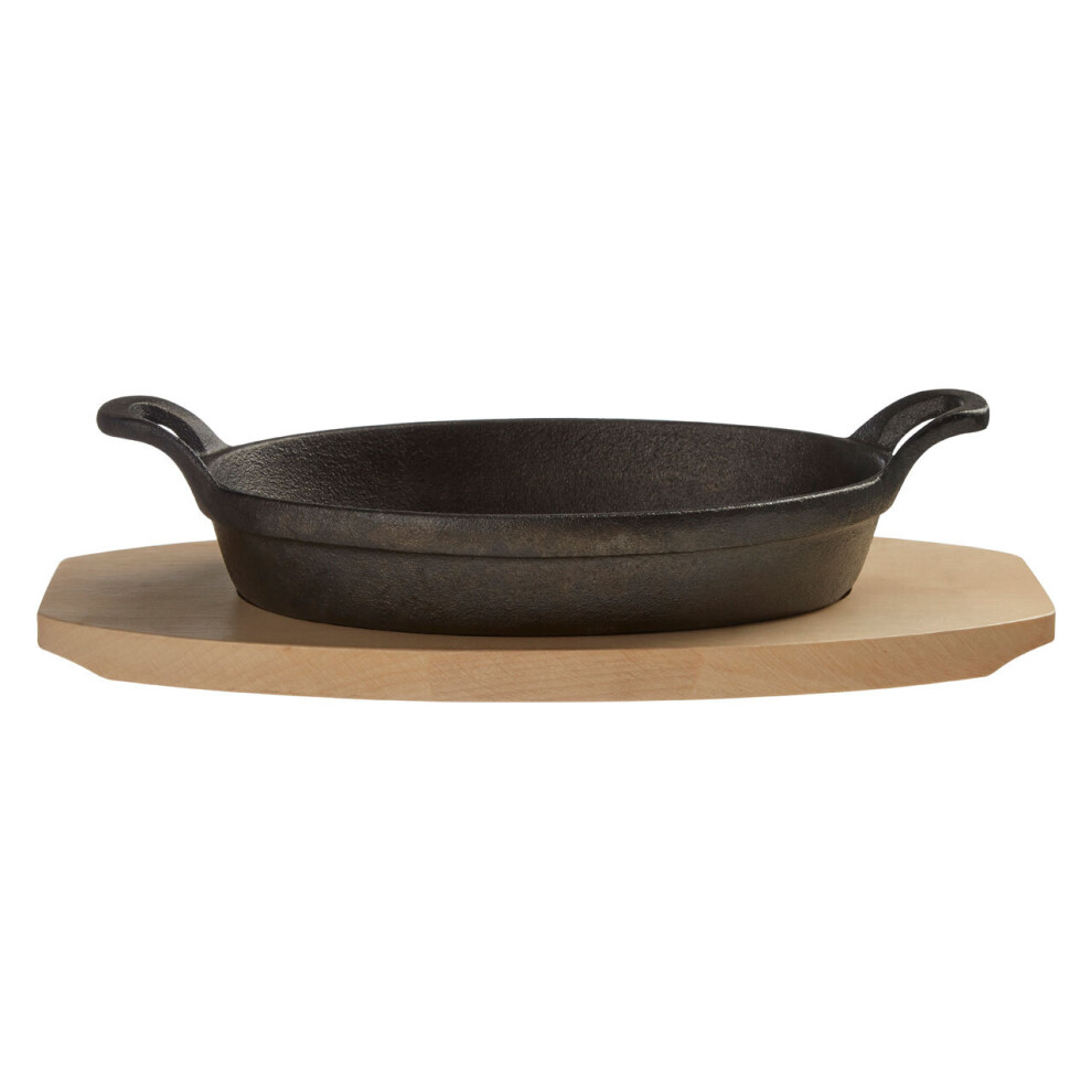 Premier Housewares Hygge Oval Serving Dish on Wood Base