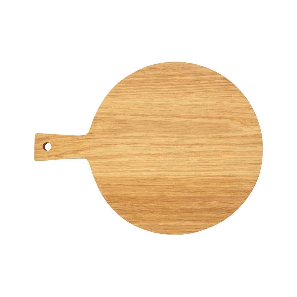 Large Oak Wood Paddle Chopping Board, Round Cutting Board for Kitchen, Stylish Natural Wood Chopping Board