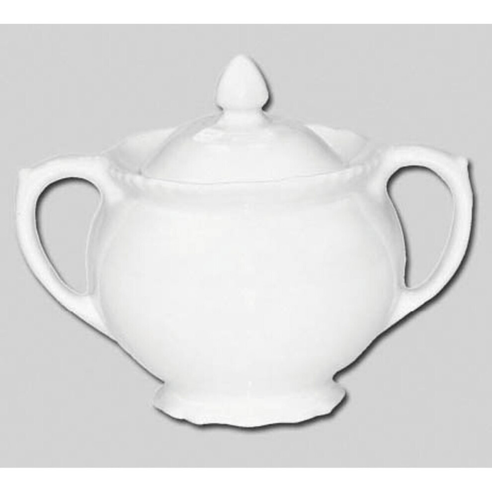 Quinn Embossed White Sugar Bowl