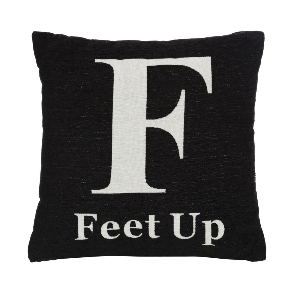Premier Housewares Words 'Feet Up' Cushion Black