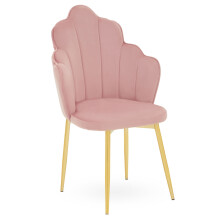 Pink Velvet Dining Chair, Durable & Adjustable Velvet Office Chair, Backrest Pink Accent Chair with Gold Legs