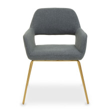 Grey Dining Chair, High Quality Kitchen Chair, Back & Arm Support Fabric Chair, Easy to Clean Armchair