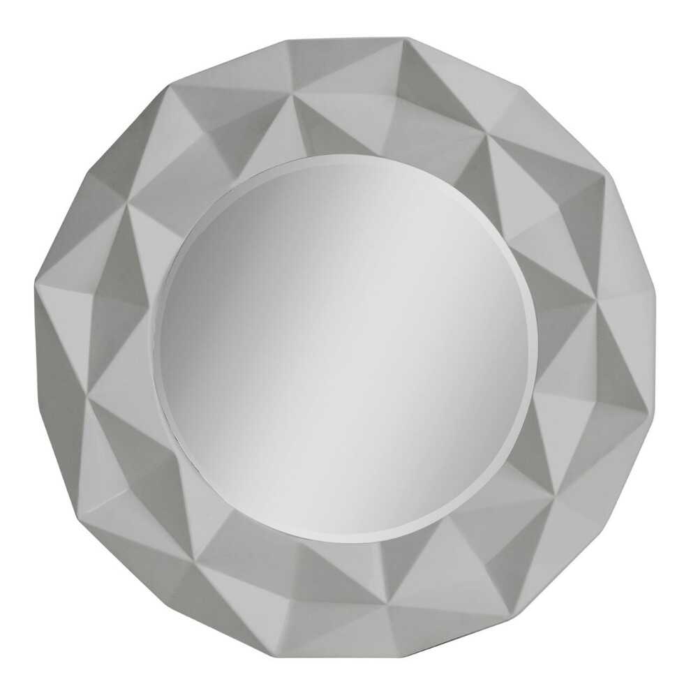 Premier Housewares 3D Effect High Gloss Wall Mirror, Easy To Clean Bedroom Wall Mirror, High-Quality Large Mirror Grey