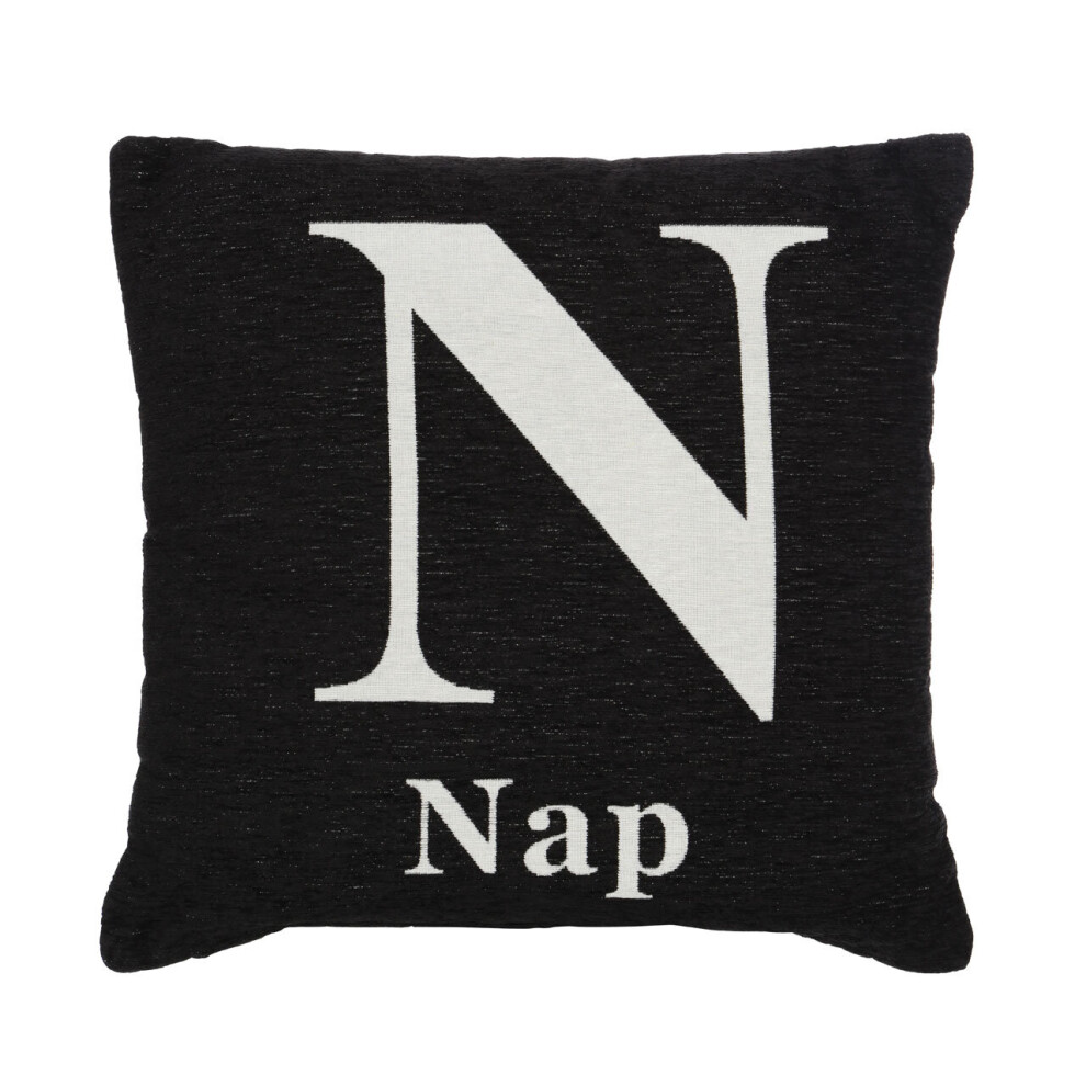 Premier Housewares Words 'Nap' Black Cushion