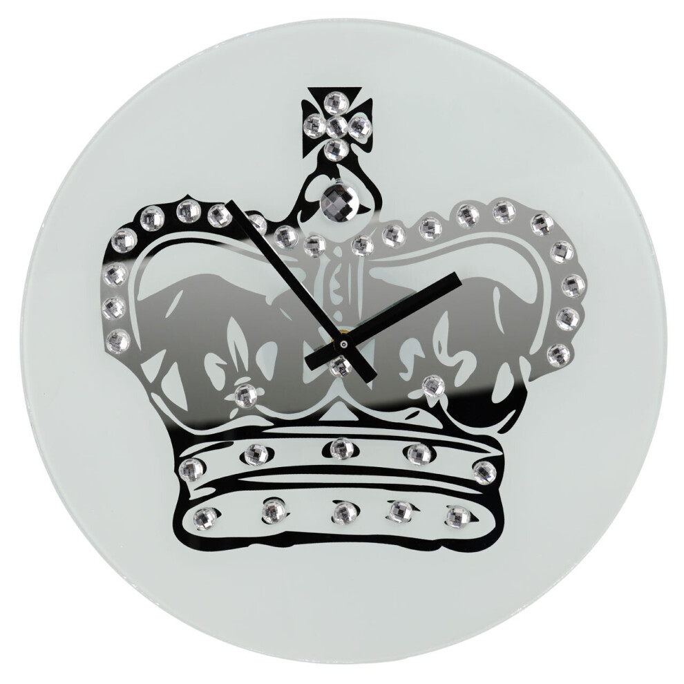 Interiors by Premier Glass Crown with Diamantes Wall Clock