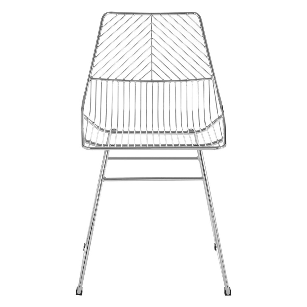 Small Chrome Metal Wire Chair, Outdoor Tapered Metal Chair for Patio