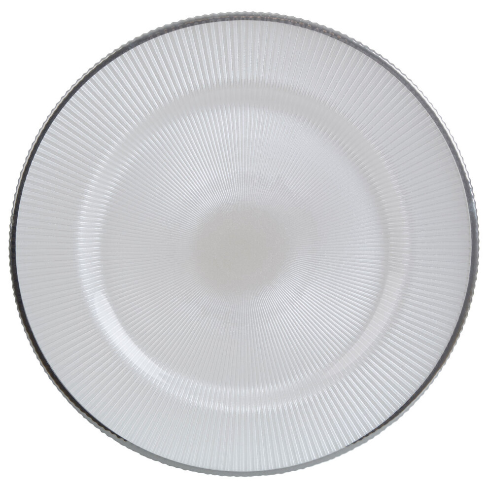 Ida 33cm Embossed White Glass Charger Plate