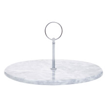 Premier Housewares Grey Marble Cake Stand with Silver Handle