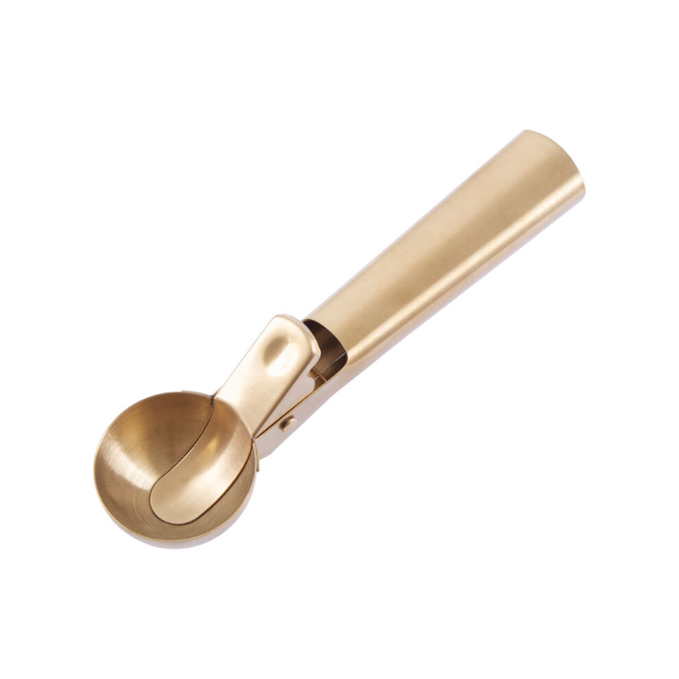 Premier Housewares Matte Finish Ice Scoop, Gelato Scoop With Convenient Function, Ice Scoop Spoon In Finish Cream/Gold