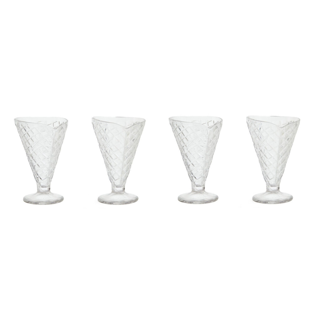 Versatile Set Of Four Tapered Sundae Dishes, Durable Sundae Glasses For Desserts, Elegant Ice Cream Bowls