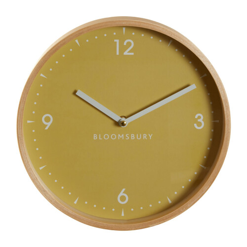 Premier Housewares Modern Design Small Yellow Wall Clock, Sleek Clock In Kitchen, Compact And Lightweight Wall Clock For Indoor