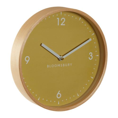 Premier Housewares Modern Design Small Yellow Wall Clock, Sleek Clock In Kitchen, Compact And Lightweight Wall Clock For Indoor 1