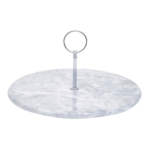 Premier Housewares Premier Housewares Grey Marble Cake Stand with Silver Handle 1