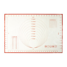 Red Trim White Silicone Baking Mat, Non Stick Silicone Baking Mat with Measurements, Silicone Kitchen Mat