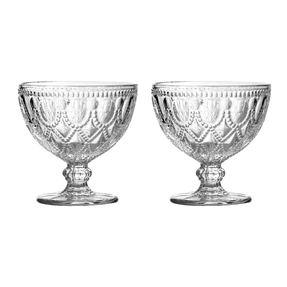 Premier Housewares Fleur Clear Glass Sundae Dishes - Set of 2-image-OPC-P8Z772F-NEW