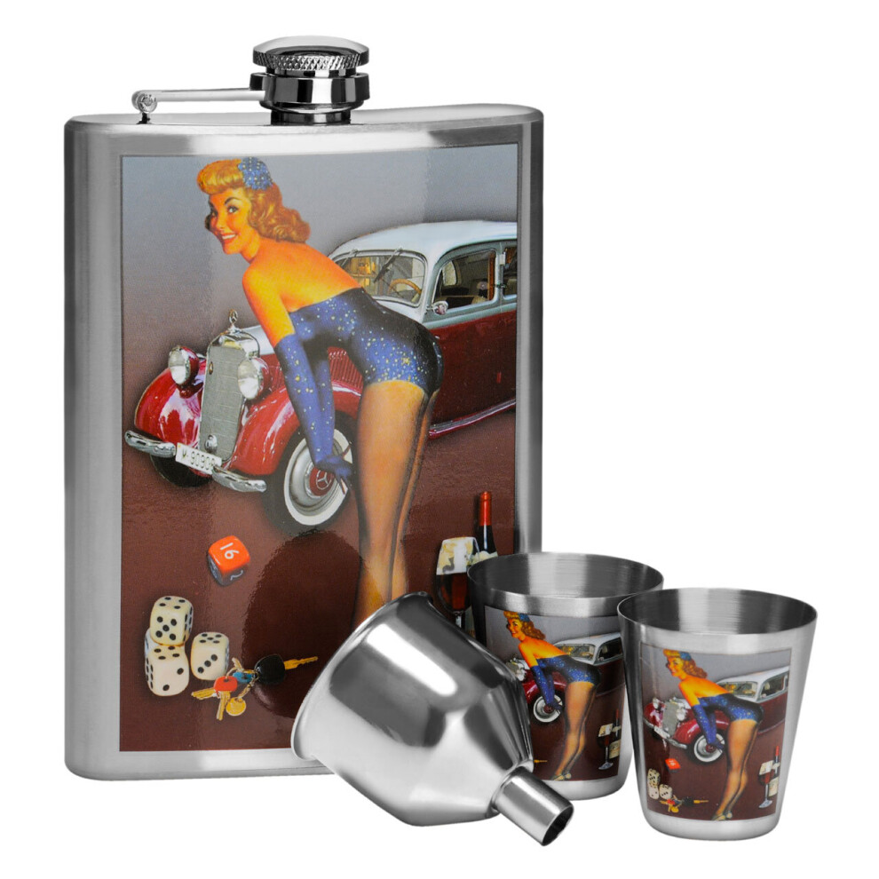 Premier Housewares Pin-up Hip 8oz 2 Cups Flask Set