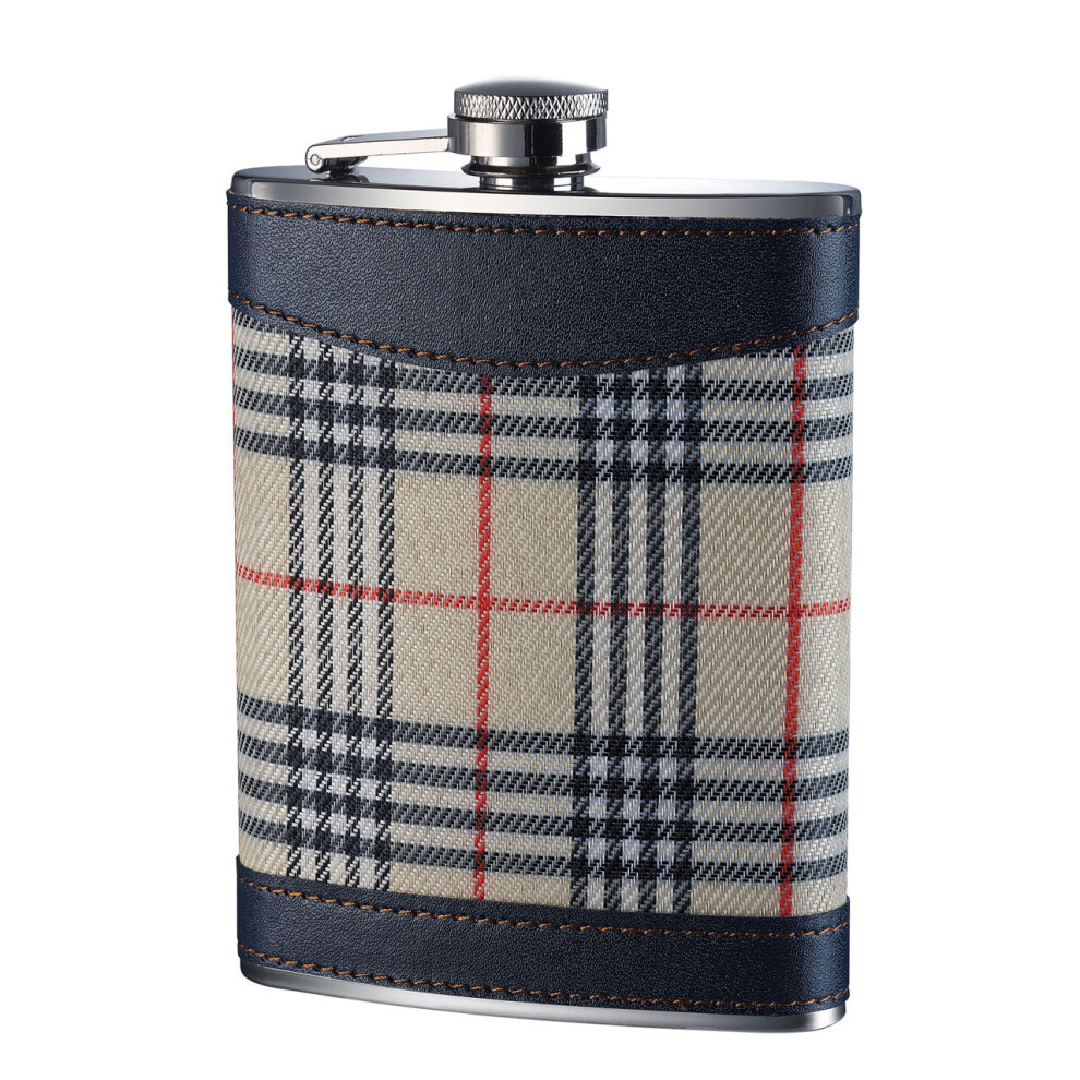 Premier Housewares Tartan Hip Flask Cream