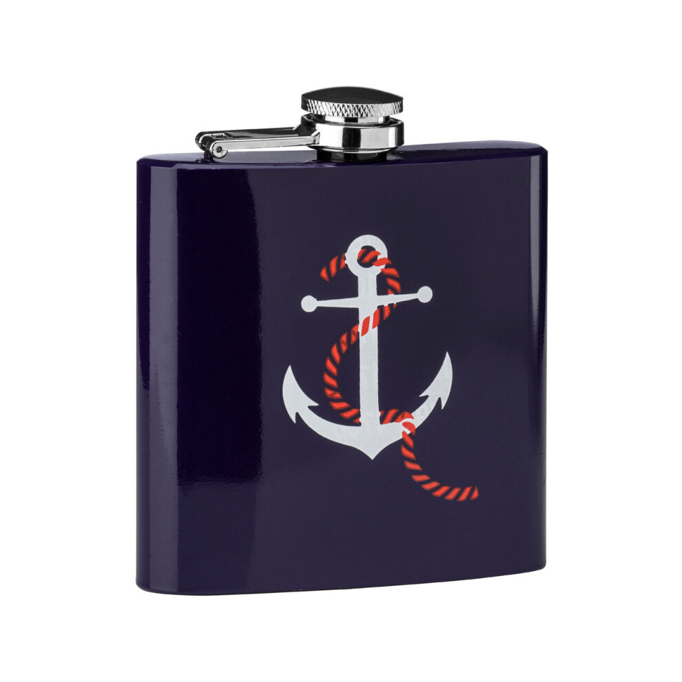 Auden Blue Finish Hip Flask  With Anchor Design