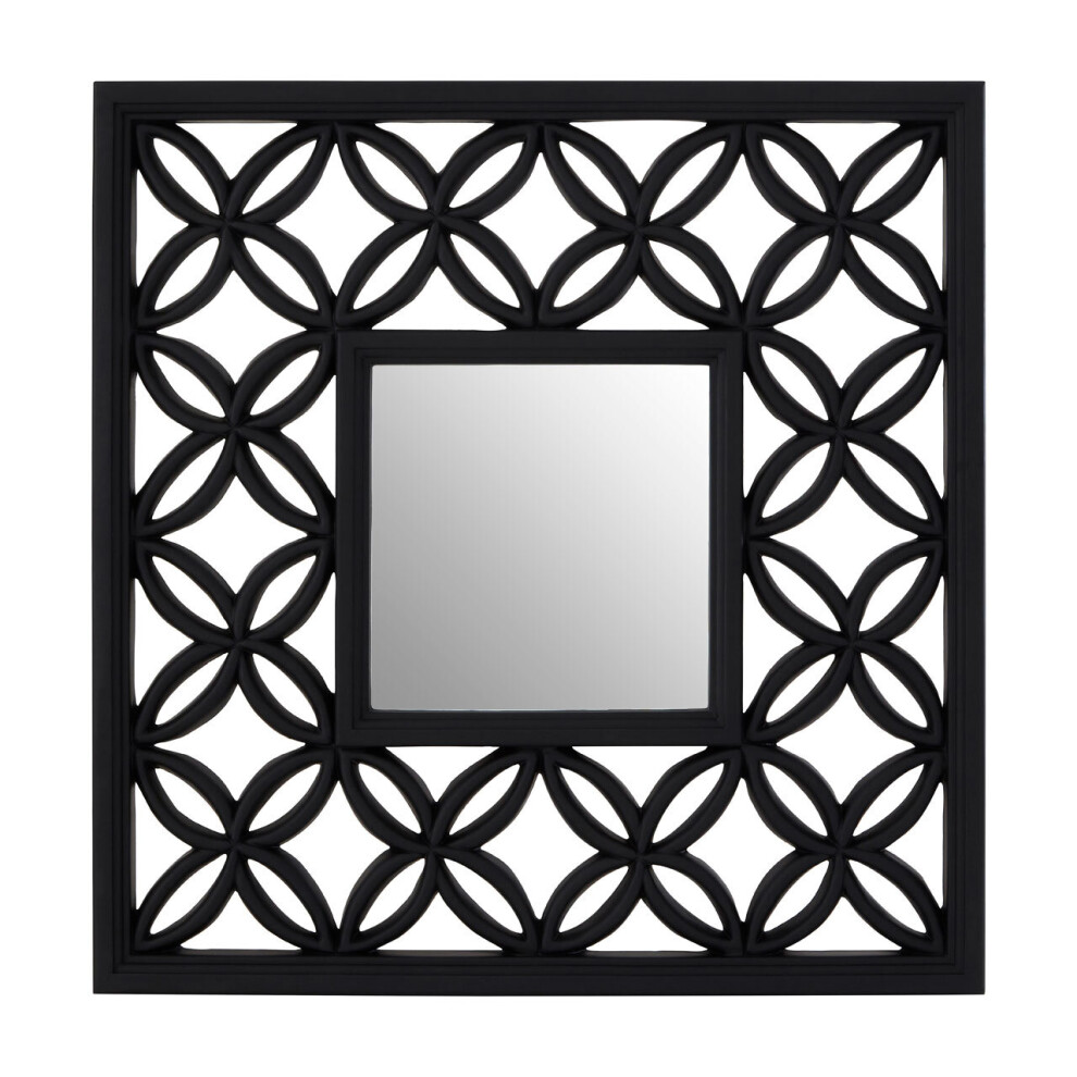Premier Housewares Square Lattice Frame Wall Mirror Black