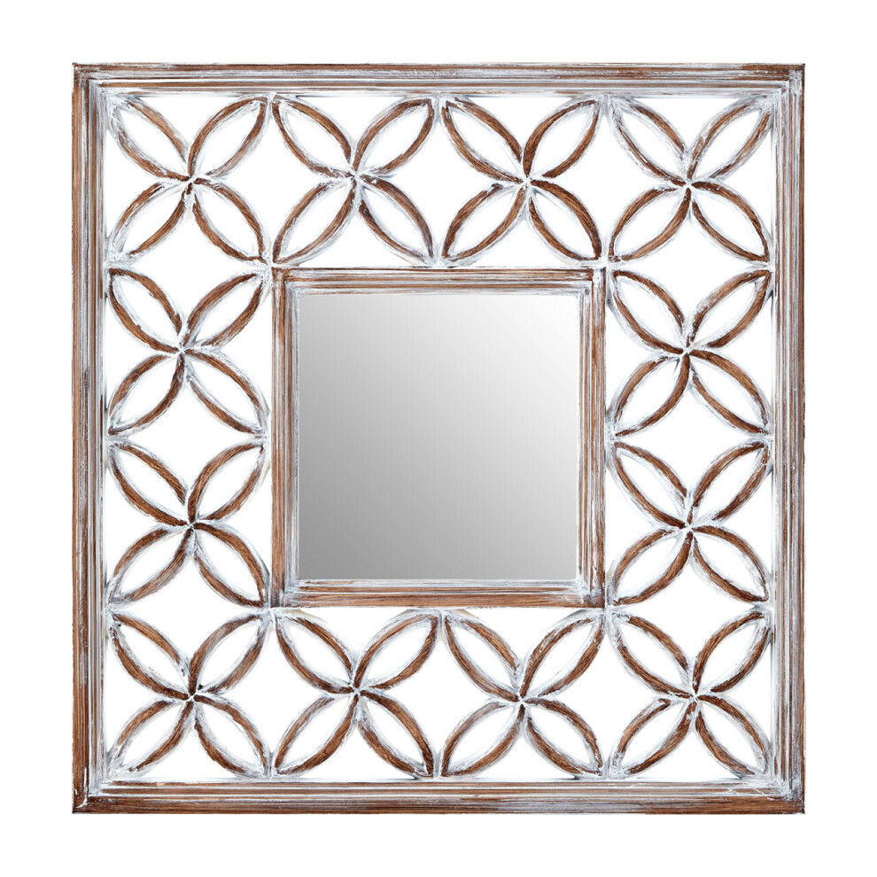 Premier Housewares Antique White Lattice Frame Wall Mirror