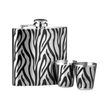 Stylish Zebra Design Hip Flask Set, Durable Hip Flask For Men, Glamorous Design Alcohal Flask For Everyone